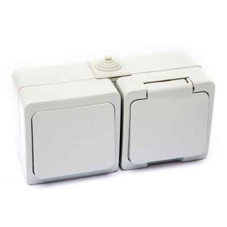 220 TM MERA IP54 ВИМИКАЧ + РОЗЕТКА З ЗАЗЕМЛЕННЯМ З КРИШКОЮ