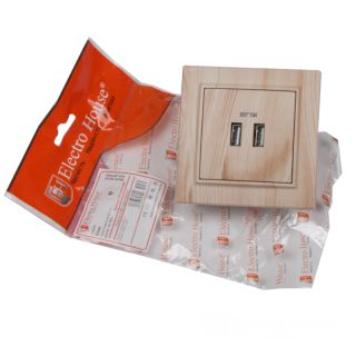 Розетка USB (2 порта) 2A, Enzo белое дерево