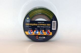 Ізоляційна стрічка ПВХ 10м х 15мм х 0,13мм  ELCOR жовто / зелена