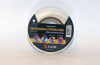 Ізоляційна стрічка ПВХ 20м х 19мм х 0,13 мм ELCOR біла