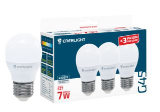 Лампа світлодіодна ENERLIGHT G45 7ВТ 4100K E27, 3 ШТ.