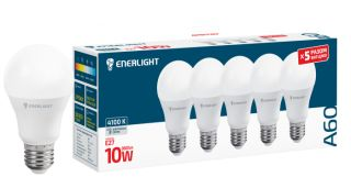 Лампа світлодіодна ENERLIGHT A60 10ВТ 4100K E27, 5 ШТ.