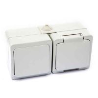 220 TM MERA IP54 ВИМИКАЧ + РОЗЕТКА З ЗАЗЕМЛЕННЯМ З КРИШКОЮ