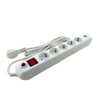 Мережевий фільтр із заземленням, з кнопкою перевантаження та вимикачем 5 гнізд + 2USB , 3 м, білий
