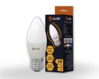 LED лампа C37 5Вт Е27 свічка 4200К ELCOR
