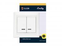 Вимикач 2-й з підсвіткою Emily 9215 білий ELCOR