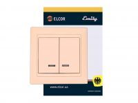Вимикач 2-й з підсвіткою Emily 9215 крем ELCOR