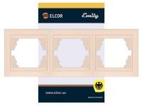 Рамка 3-місна горизонтальна Emily 9215 крем ELCOR