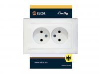 Розетка 2-а без заземлення Emily 9215 білий ELCOR