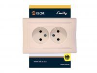 Розетка 2-а без заземлення Emily 9215 крем ELCOR
