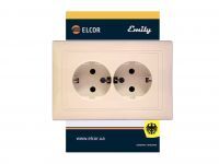 Розетка двойная с заземлением внутрення ELCOR Emily 9215 крем (211571)