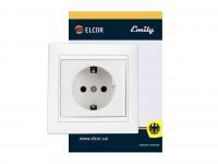 Розетка з заземленням Emily 9215 білий ELCOR