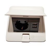 Розетка для підлоги з заземленням врізна 16А + 2USB 2.1А, IP44 , білий 